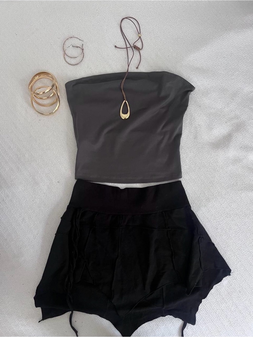 Women's Black asymmetric Mini Skirt - Classic Black made with natural fibers